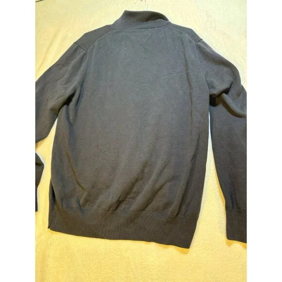 Tommy Hilfiger Sweater Mens Size Large Blue Casual 1/4 Zip Pullover Sweatshirt *